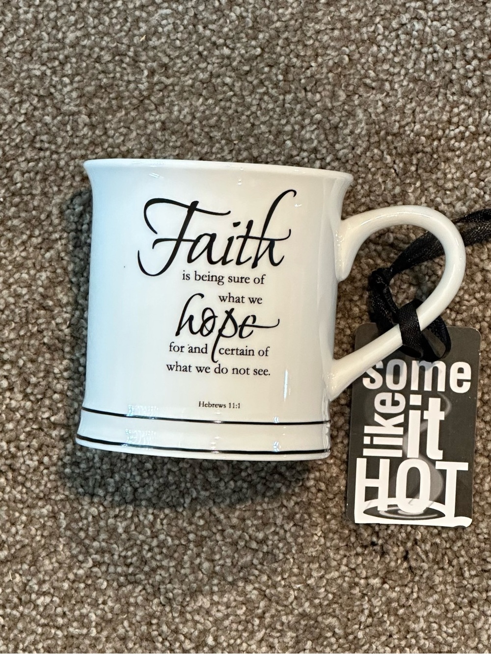 Home Essentials White Ceramic 'Faith' Inspirational Mug with Black Script